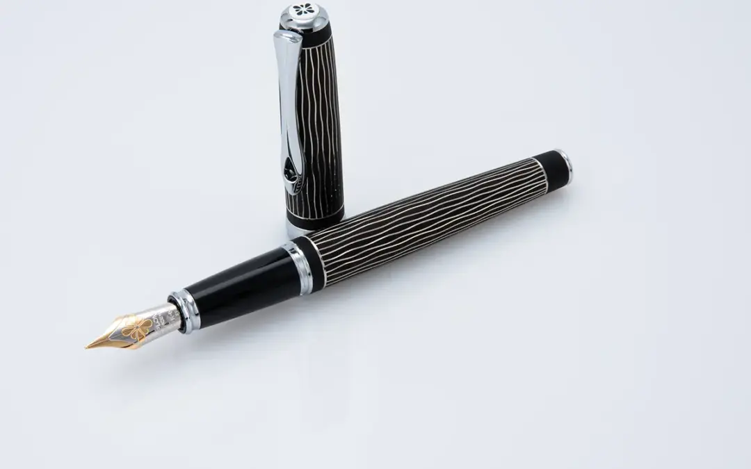 Excellence A+ Wave guilloche lapis 14 ct fountain pen